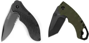 Kershaw Clash Pocket Knife, Black Serrated (1605CKTST); 3.1” Stainless Steel Blade with Black-Oxide Coating; Glass-Filled Nylon Handle with SpeedSafe Opening and Reversible Pocketclip; 4.3oz