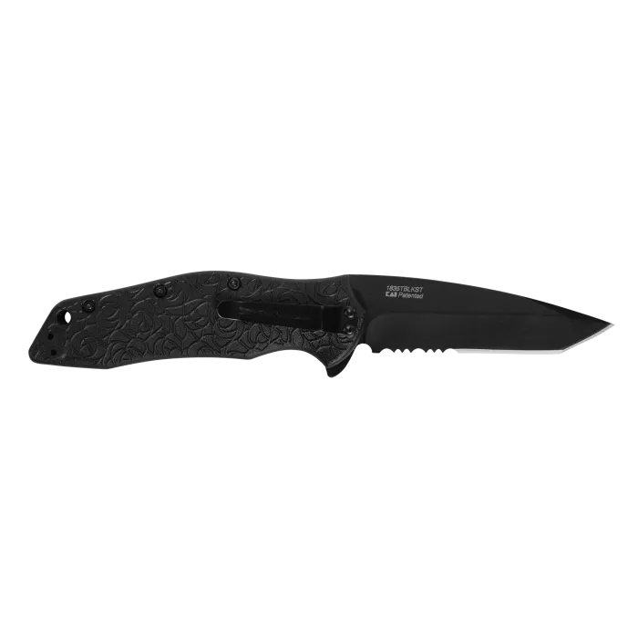 Kershaw Kuro Tanto Black Serrated Knife - 1835TBLKST