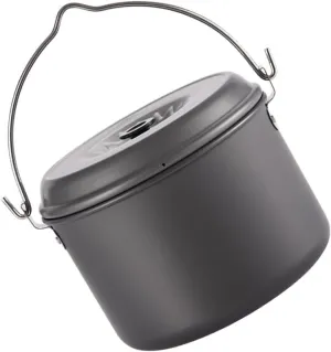 KESYOO 1Pc Portable Outdoor Cooking Pot Camping Cookware with Folding Handle Lightweight Easy to Clean for Backpacking Hiking and Picnics