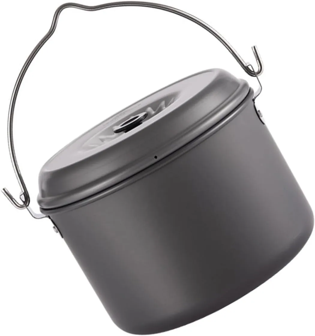 KESYOO 1Pc Portable Outdoor Cooking Pot Camping Cookware with Folding Handle Lightweight Easy to Clean for Backpacking Hiking and Picnics