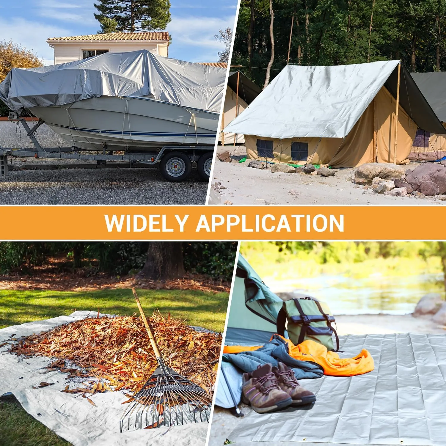 Keten Tarps Heavy Duty Waterproof 10X12 Feet, Extra Thick 16 Mil, Tear & Fade Resistant, 100% UV Blocking, Outdoor Tarp with Reinforced Grommets for Roof, Camping, Patio, Pool, Boat(Silver/Black)