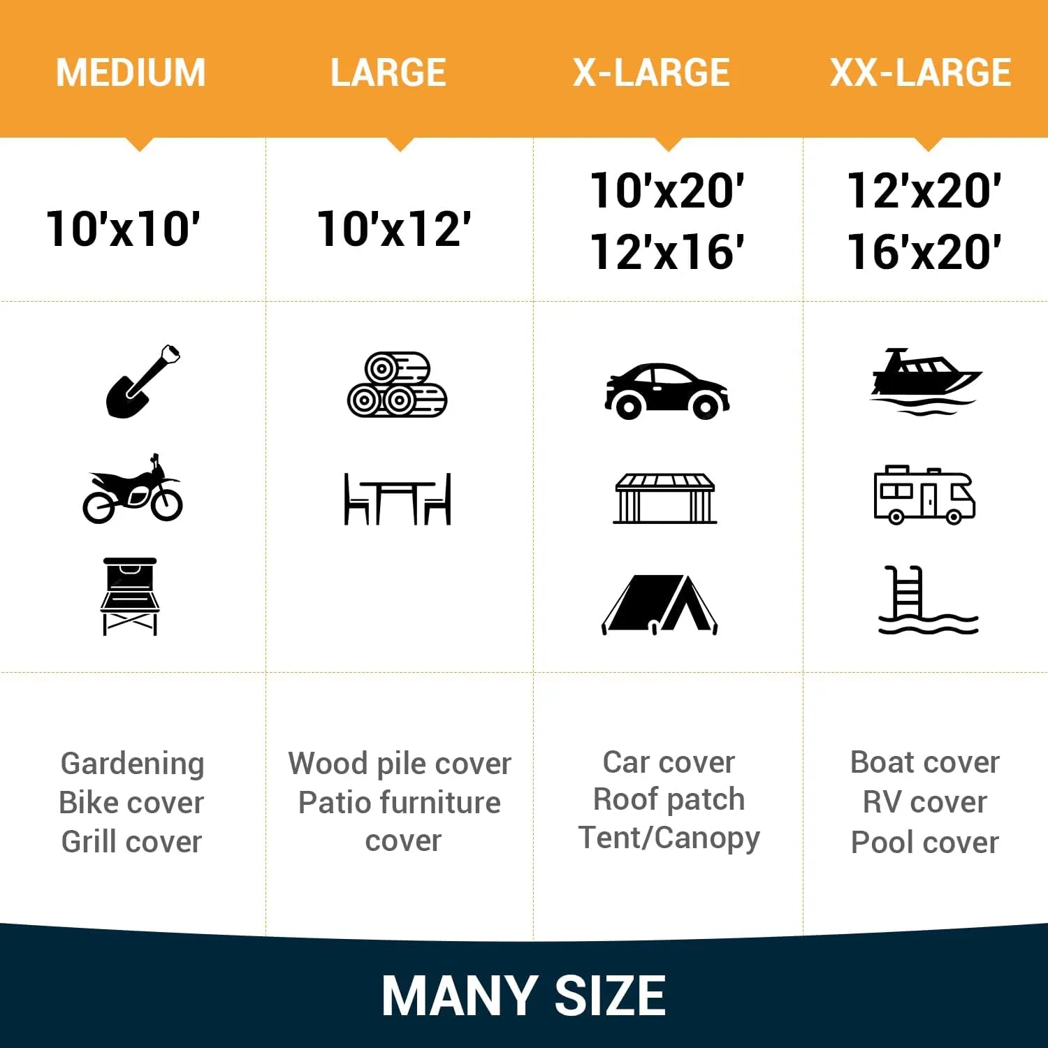 Keten Tarps Heavy Duty Waterproof 10X12 Feet, Extra Thick 16 Mil, Tear & Fade Resistant, 100% UV Blocking, Outdoor Tarp with Reinforced Grommets for Roof, Camping, Patio, Pool, Boat(Silver/Black)