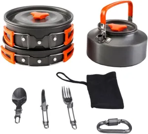 KICHOUSE Portable Camping Cookware Cooking Pan Folding Pot Camping Accessories Cooking