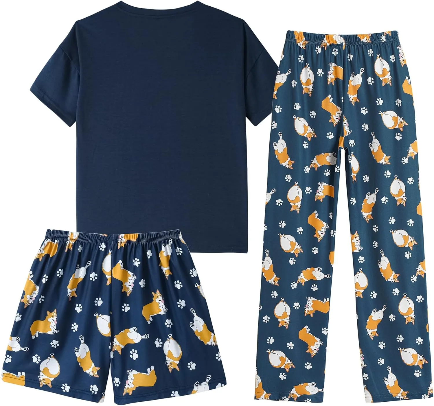Kids Girls Pajama Sets Summer Short Sleeve With Shorts And Pants 3PCS Sleepwear Cute Cartoon Loungewear 6 to 17 Years