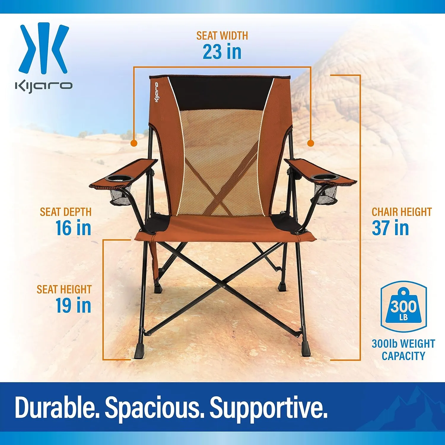 Kijaro Dual Lock Portable Camping Chairs - Enjoy the Outdoors with a Versatile Folding Chair, Sports Chair, Outdoor Chair & Lawn Chair - Dual Lock Feature Locks Position – Victoria Desert Orange