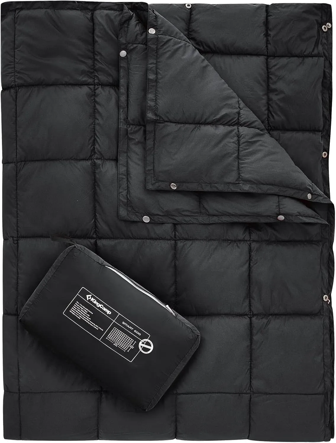 KingCamp Camping Blanket Lightweight, Multifunctional Warm Puffy Outdoor Blanket with Snap Button, Water Repellent, Packable, for Travel, Airplane, Hiking, Picnic