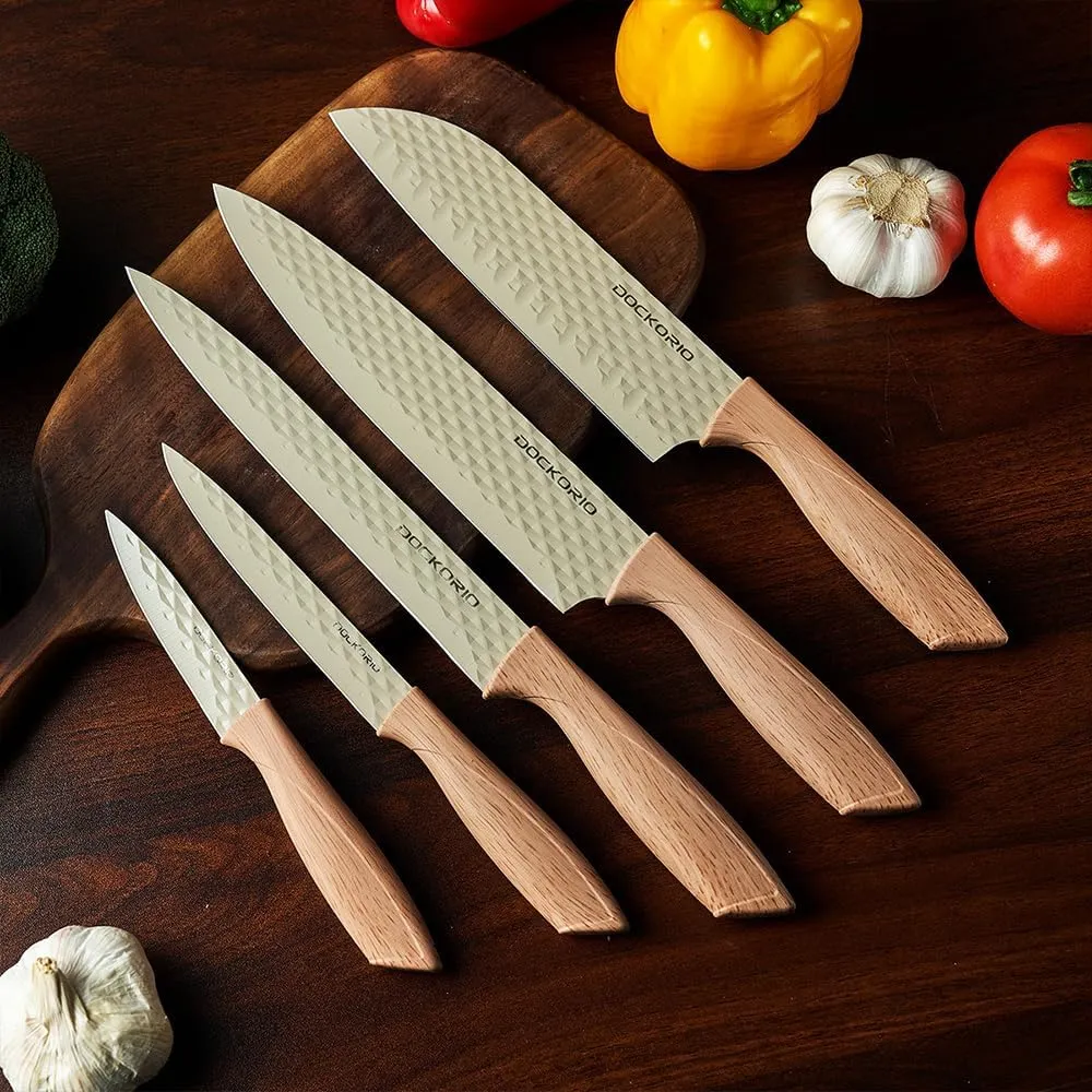 Kitchen Knife Set, 19 PCS High Carbon Stainless Steel Sharp Includes 6PCS Serrated Steak Knife Set, Chef's Knife, Bread Knife, Scissors, Knife Sharpener with Holder