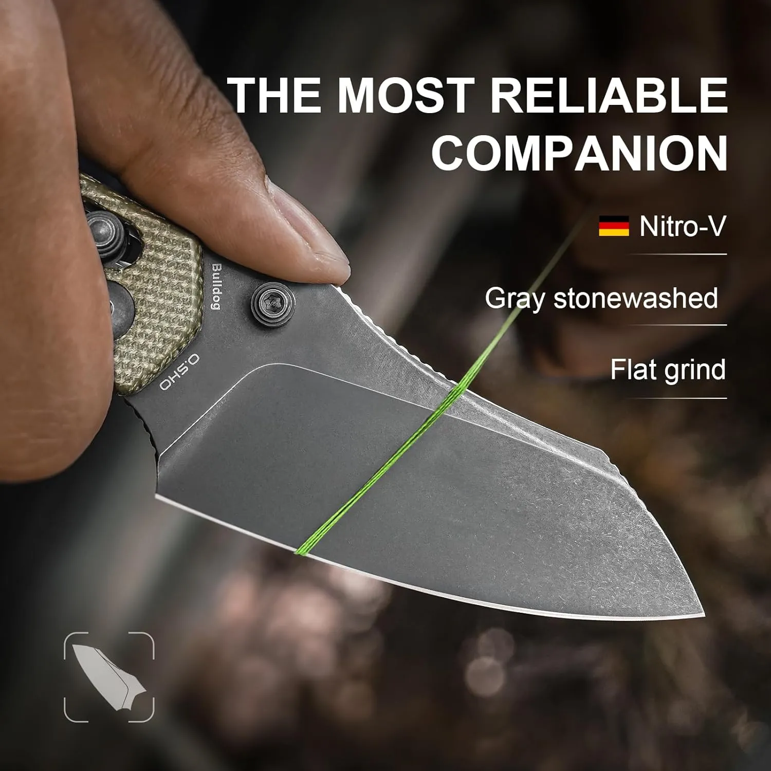 Kizer Bulldog Pocket Knife, 3 In Nitro V Blade Folding Knife Micarta Handle Camping Hunting Knife with Reversible Clip, Clutch Lock Small EDC Knives for Men Women V3672A3