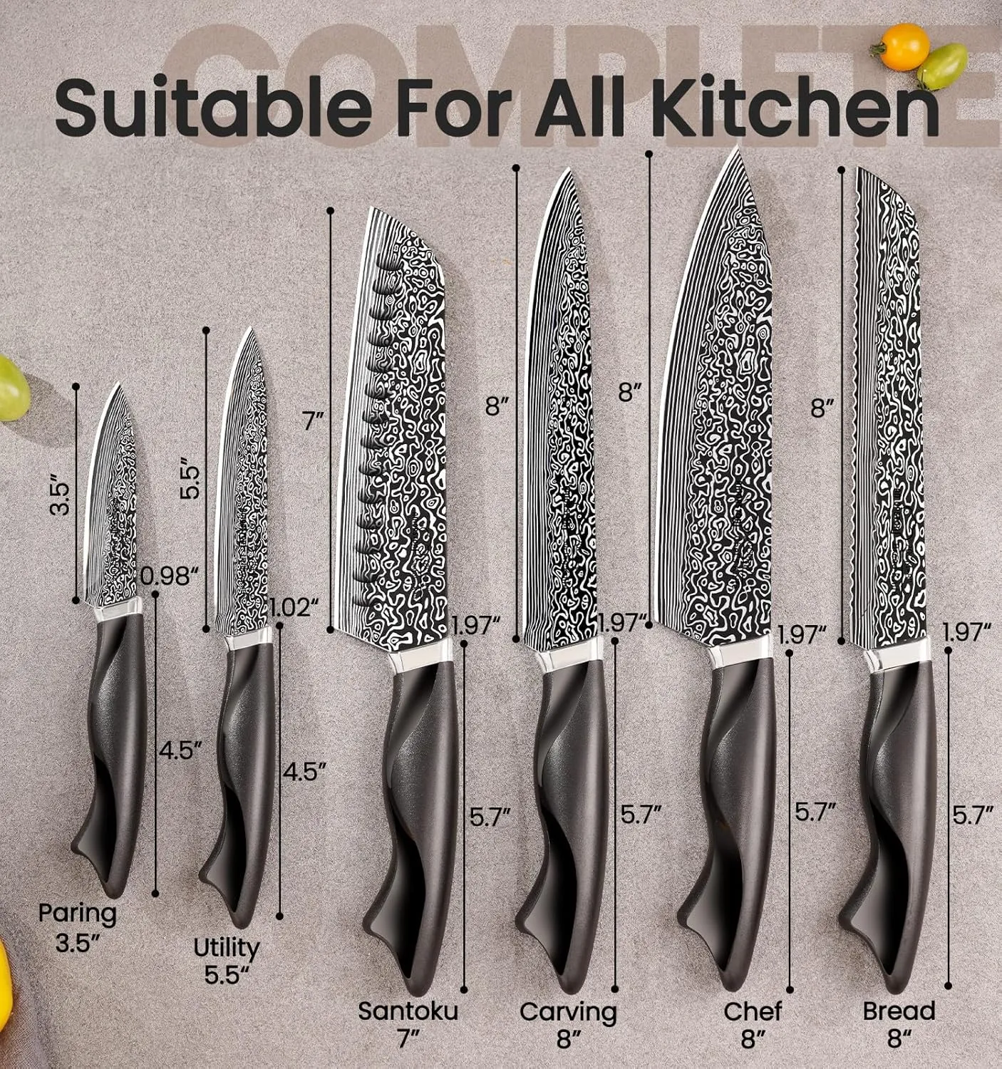 Knife Set, 15 Pieces Kitchen Knife Set with Built in Sharpener, High Carbon German Stainless Steel Knife Block Set, Dishwasher Safe