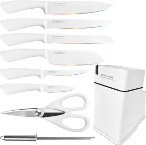 Knife Set with Block, High Carbon Stainless Steel Knife Block Set, Kitchen Knife Block Set with Built in Sharpener, Scissor, Chef, Bread, Santoku, Fruit, Boning, Serrated Bread Knife Set