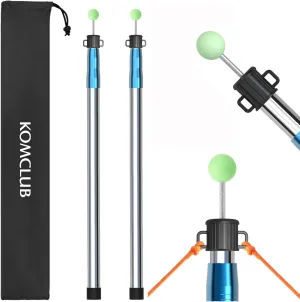 KOMCLUB Telescoping Tent Tarp Pole Adjustable Tarp Poles 3 Section Heavy Duty Canopy Poles Stainless Steel Portable Camping Poles 33"-86.61" for Hiking Car Canopy Awning 2Pcs Set (Blue)