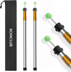 KOMCLUB Telescoping Tent Tarp Pole Adjustable Tarp Poles 3 Section Heavy Duty Canopy Poles Stainless Steel Portable Camping Poles 33"-86.61" for Hiking Car Canopy Awning 2Pcs Set (Gold)
