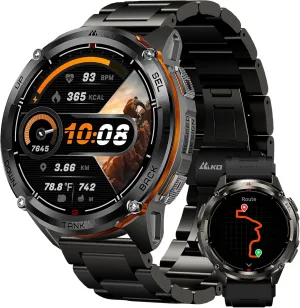 KOSPET Tank T3 Ultra 2 GPS Smart Watch for Men, Extra-Long Battery, Full Stainless Steel Body Rugged Smartwatch with Bluetooth Calling, Pressure&Altitude&Compass(2 Bands)