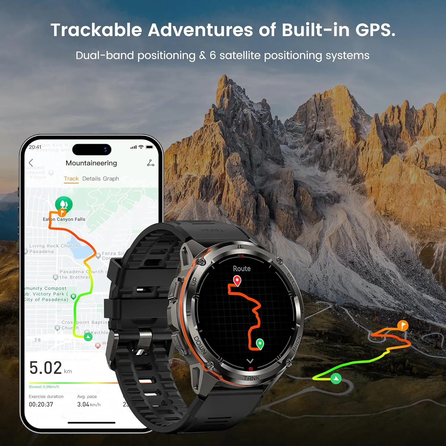 KOSPET Tank T3 Ultra Smart Watch for Men GPS, Extra-Long Battery, 50M Waterproof, Stainless Steel Unibody Rugged Smartwatch with Bluetooth Calling, 1.43" AMOLED Display, Pressure&Altitude&Compass