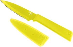 Kuhn Rikon Colori  Serrated Paring Knife, 4", Yellow