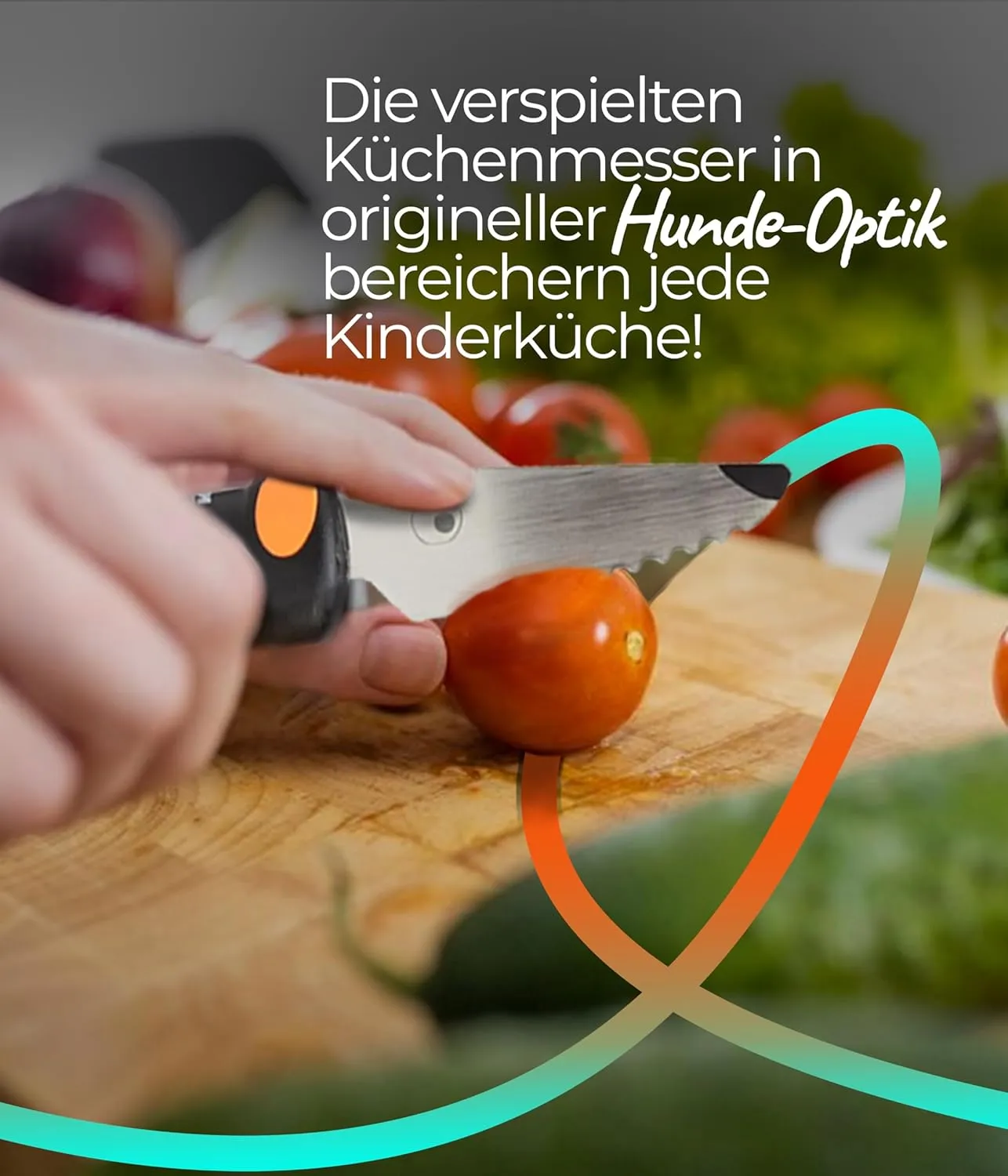 Kuhn Rikon KinderKitchen Children’s Knife, Set of 2 - With Straight and Serrated Blade, Orange & Black