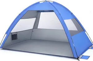 Large 659C Portable Folding Beach Tent Family Sun Shelter Canopy Vacation - Uv Protection, Waterproof, Easy Setup, Navy