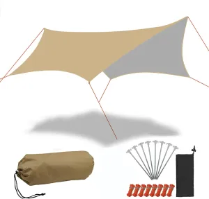 Large Camping tarps Waterproof, 15x15ft Hammock Rain Fly, Portable and Light Weight tarps with Tent Stakes and Wind Ropes for Camping Backpacking Festival Fishing Hiking Picnic