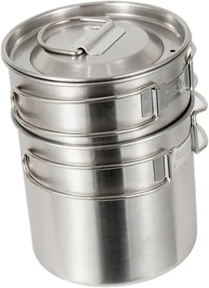 Large Capacity Stainless Steel Folding Pot Set 2-piece Collapsible Cup Lids for Camping Hiking