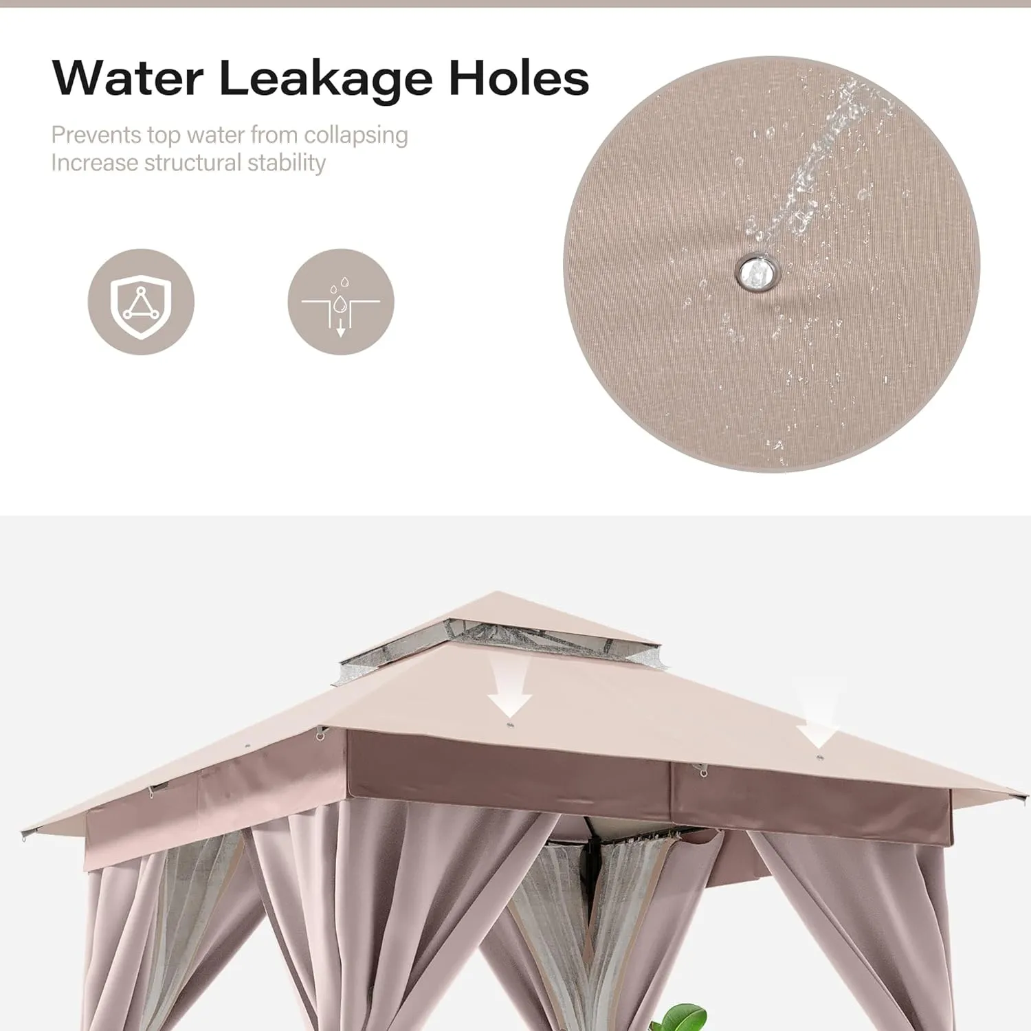 LAUSAINT HOME Outdoor Patio Gazebo 10'x10' with Expansion Bolts, Heavy Duty Party Tent & Shelter with Double Roofs, Mosquito Nettings and Privacy Screens for Backyard, Garden, Lawn, Khaki