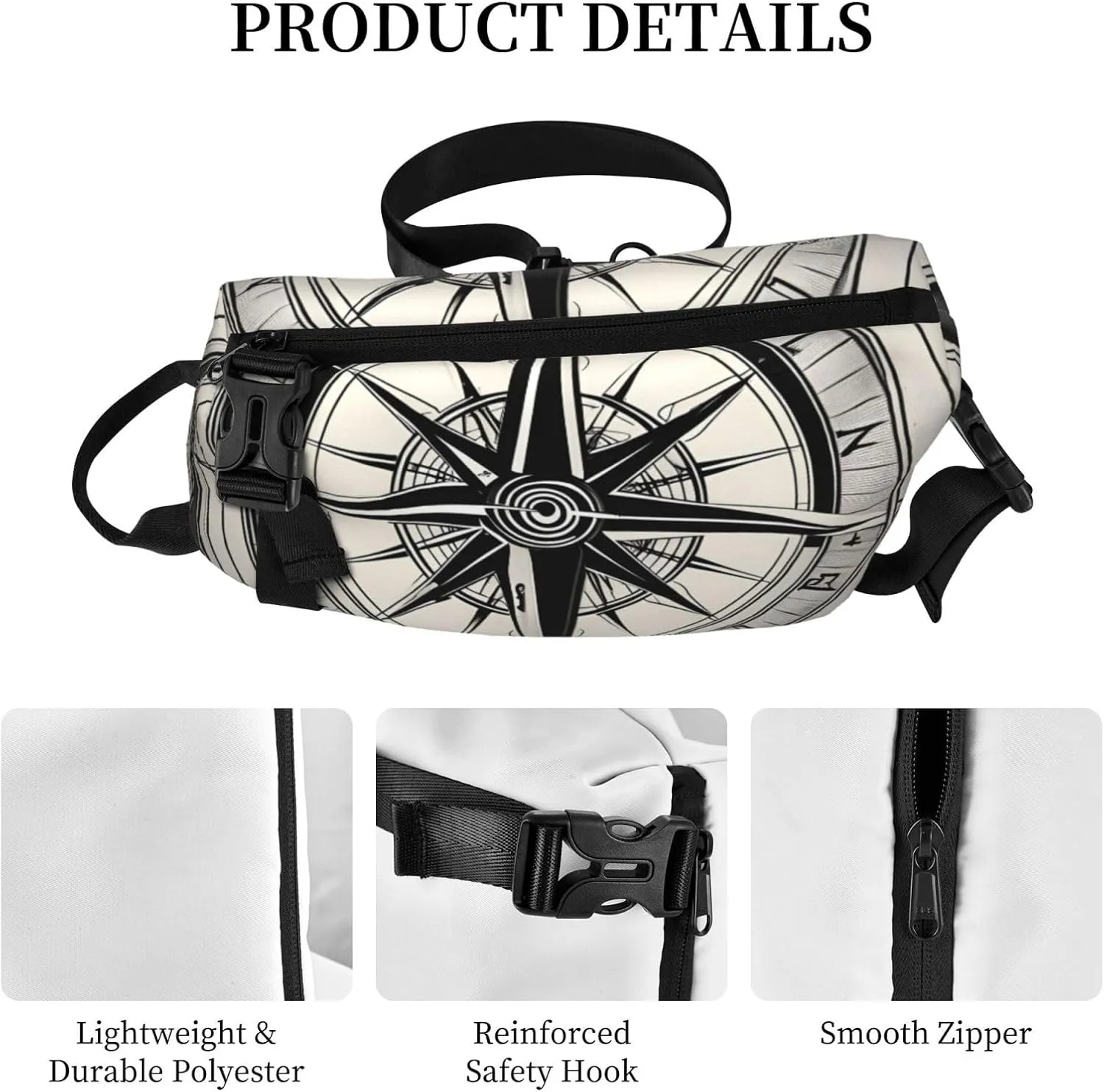 Law Of The Compass Navigation 1 Print Crossbody Backpack Casual Adjustable Bag Multifunctional Sling Backpack