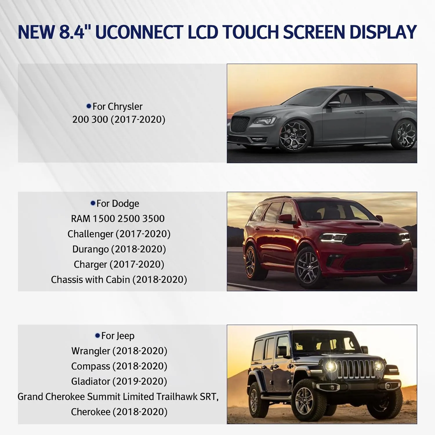 LEMON SHARK OEM 8.4" Uconnect LCD Touch Screen Display Digitizer Compatible with Chrysler Dodge Jeep 2017-2021 Monitor Radio Navigation Replacement LA084X01-SL01 LA084X01 (SL) (02)
