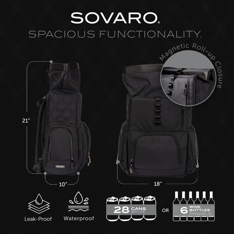 Lennox Backpack Cooler, 28 Can Beach Cooler Backpack with 3,350D Nylon Lining, Backpack Coolers Insulated Leak Proof by Sovaro
