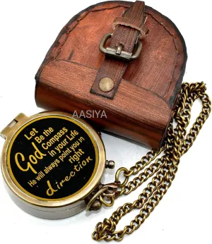 Let Be The Compass in Your Life Direction Antique Compass with Leather Case God Compass Unique Gift for Mom Birthday Gift Gift for Dad Gift for Friends Christmas Day Gift Compass