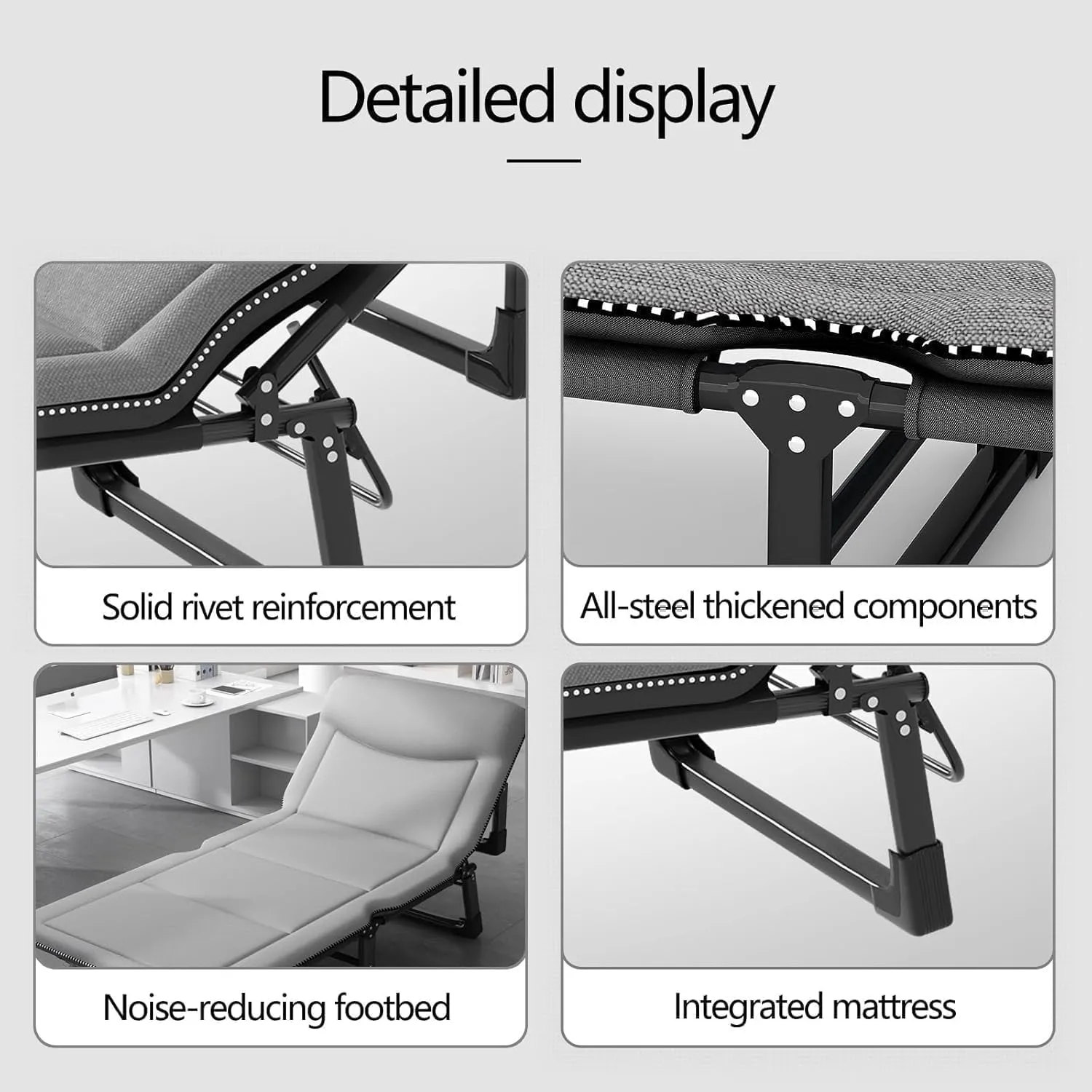 Lightweight Camping Cots 4 Position Adjustable Foldable Camping Cot with Mattress and Pillow Portable Camping Cots for Adults