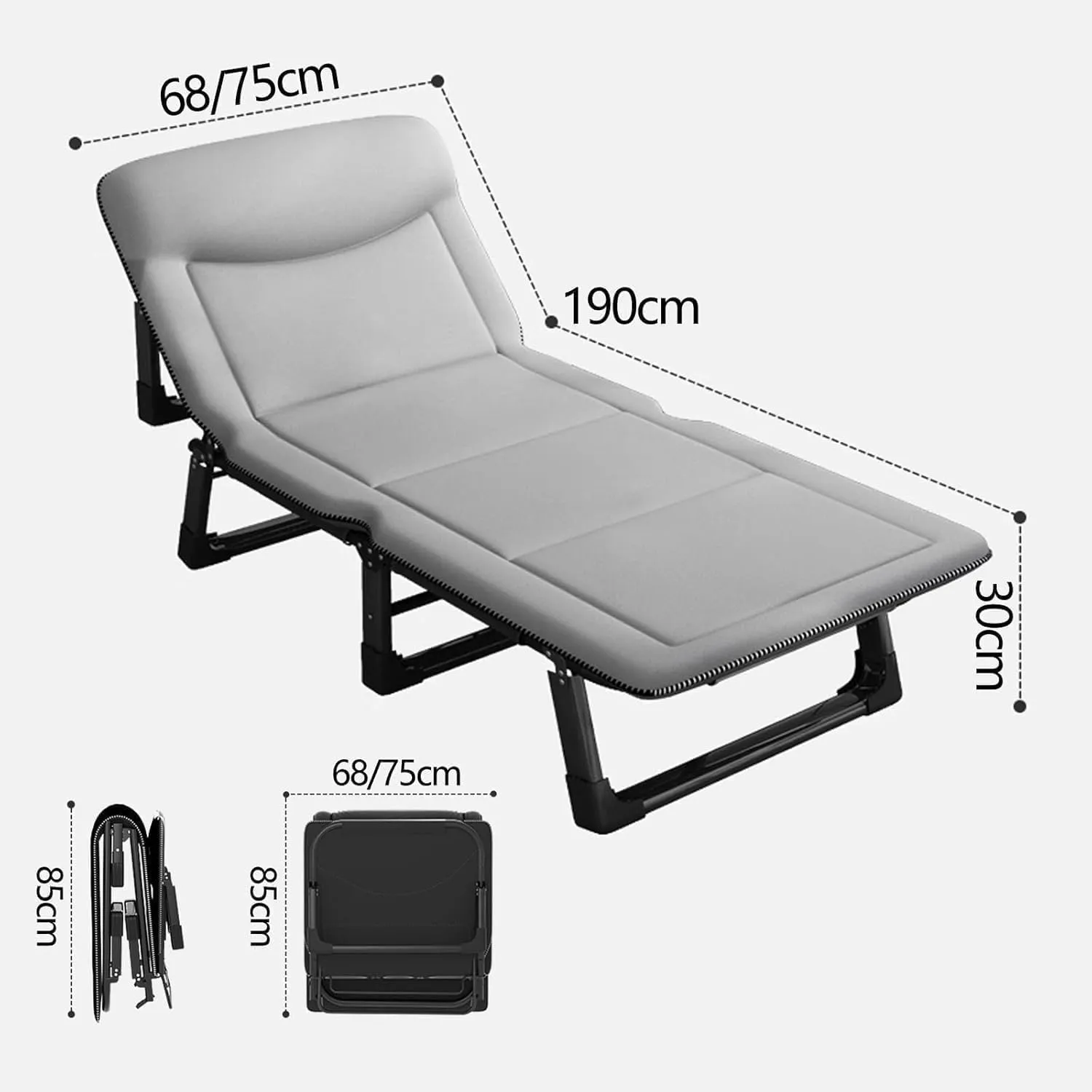 Lightweight Camping Cots 4 Position Adjustable Foldable Camping Cot with Mattress and Pillow Portable Camping Cots for Adults