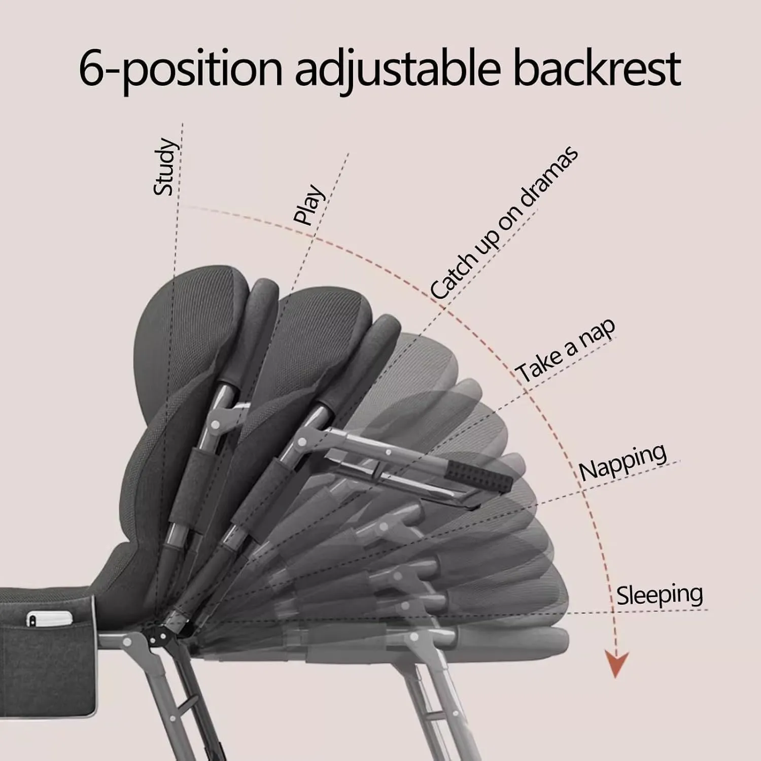 Lightweight Camping Cots 6 Speed Adjustable Backrest Folding Guest Bed with Mattress Camping Bed for Load 150kg Folding Bed