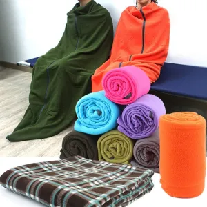 Lightweight Compact Zippered Soft Warm Fleece Travel Blanket Camping Sleep Sack Adult Fleece Sleeping Bag Liner