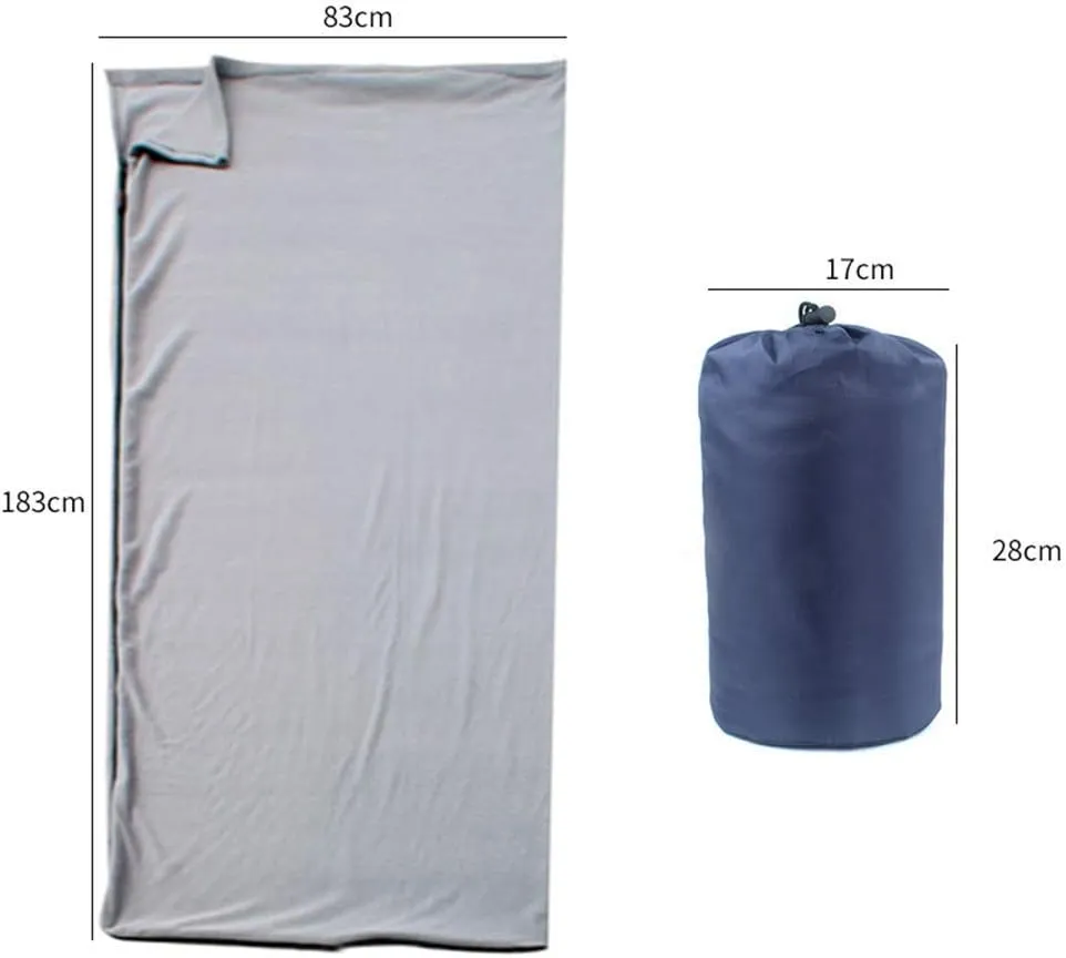 Lightweight Compact Zippered Soft Warm Fleece Travel Blanket Camping Sleep Sack Adult Fleece Sleeping Bag Liner