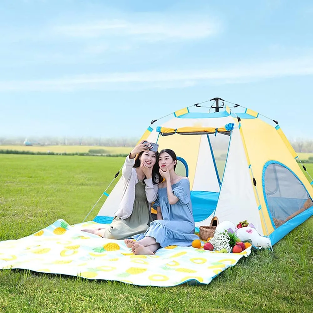 Lightweight Instant Pop Up Tent for 3 to 4 Person Automatic Opening Hydraulic Double Layer Portable Automatic Tent Family Camping Tent with Porch