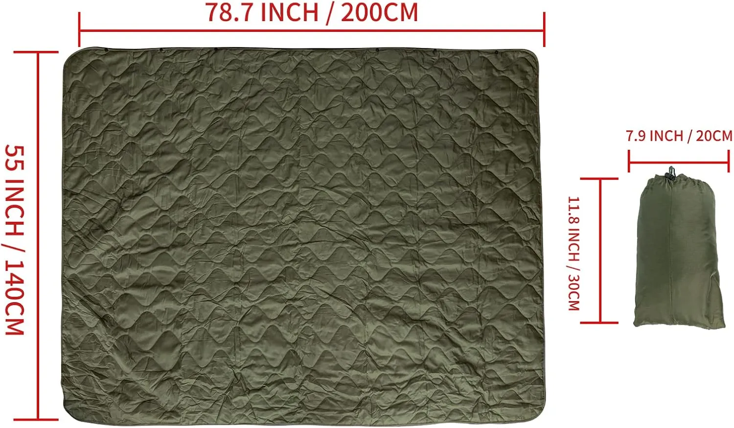 LOOGU Camo Blanket Waterproof Insulation Poncho Liner for Outdoor Camping, Hiking, Hunting, Survival, Backpacking, Picnicking