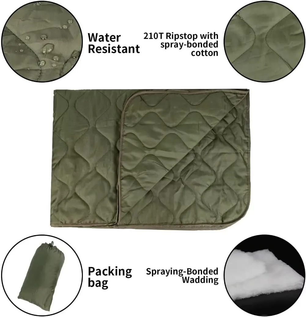 LOOGU Camo Blanket Waterproof Insulation Poncho Liner for Outdoor Camping, Hiking, Hunting, Survival, Backpacking, Picnicking