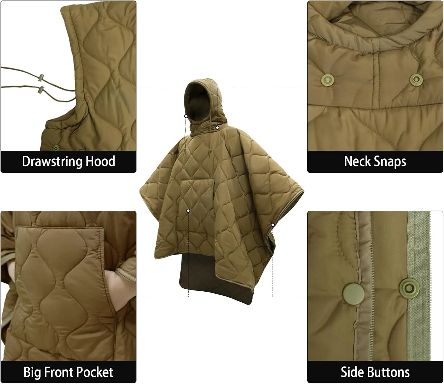 LOOGU Camo Blanket Waterproof Insulation Poncho Liner for Outdoor Camping, Hiking, Hunting, Survival, Backpacking, Picnicking