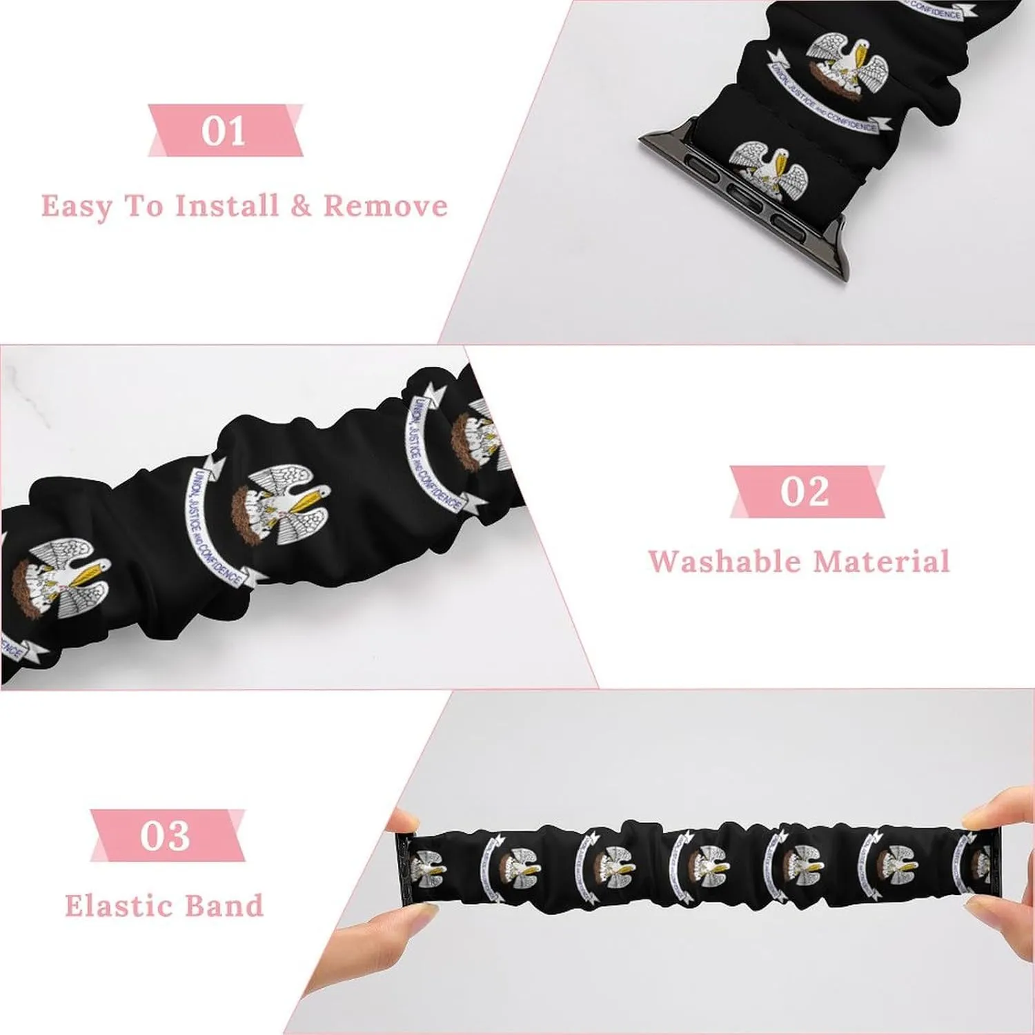 Louisiana State Logo Fashion Watch Strap Scrunchies Wristbands Compatible With IWatch Series