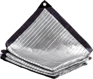LOVE STORY 85% 8x10FT Aluminum Shade Cloth Reflective Sun Shade Cover Silver Tarp with Grommets for Car Garden Patio Kennel