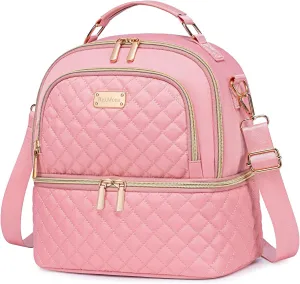 Lunch Bag for Women,Double Decker Lunch Box for Womens, Insulated Lunchbag Leakproof Lunch Tote Lunch Cooler Bag for Women Men,Lunchbox with Adjustable Strap for Work Picnic Beach