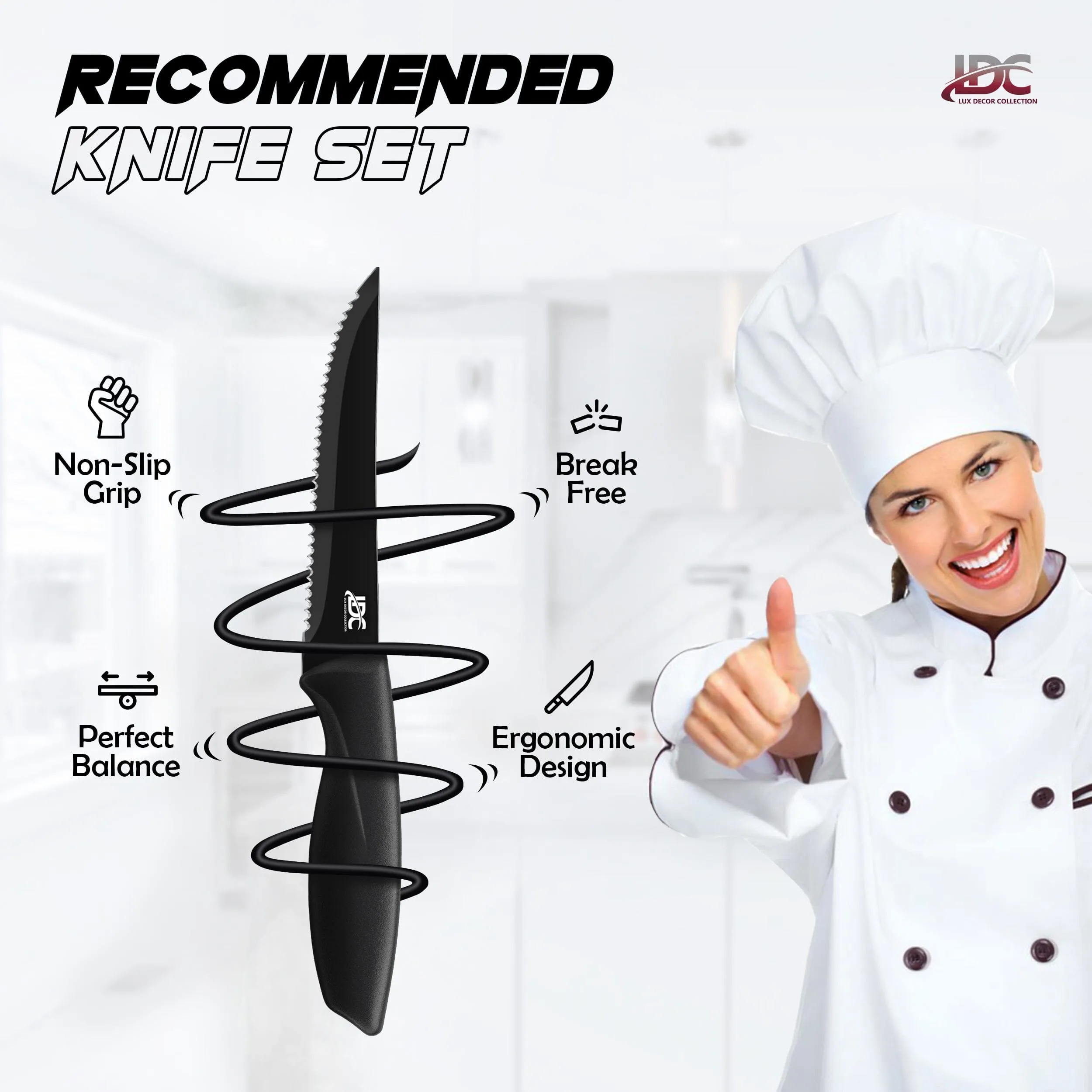 Lux Decor Collection Kitchen Knife Set Ultra Sharp Stainless Steel Knives Set