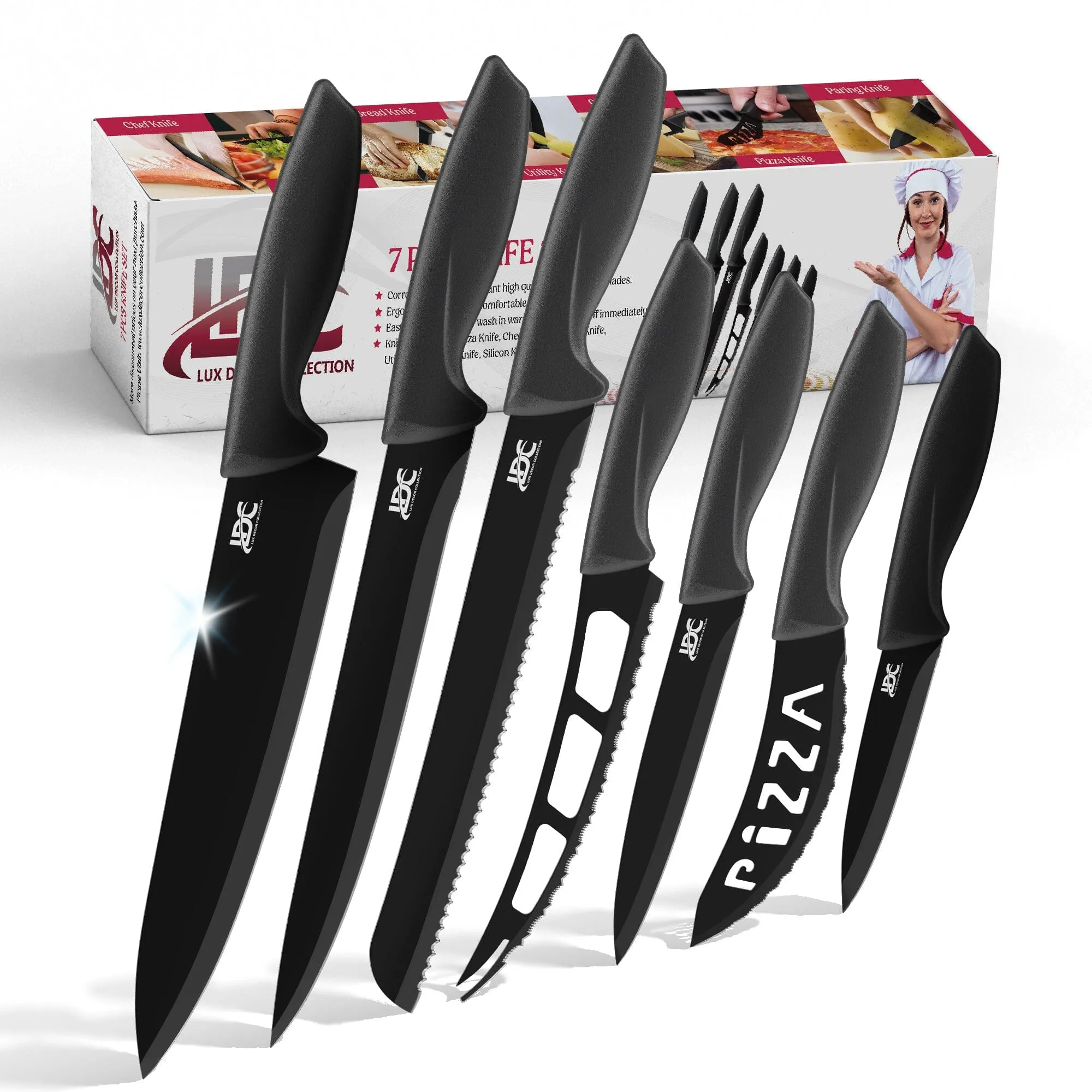 Lux Decor Collection Kitchen Knife Set Ultra Sharp Stainless Steel Knives Set