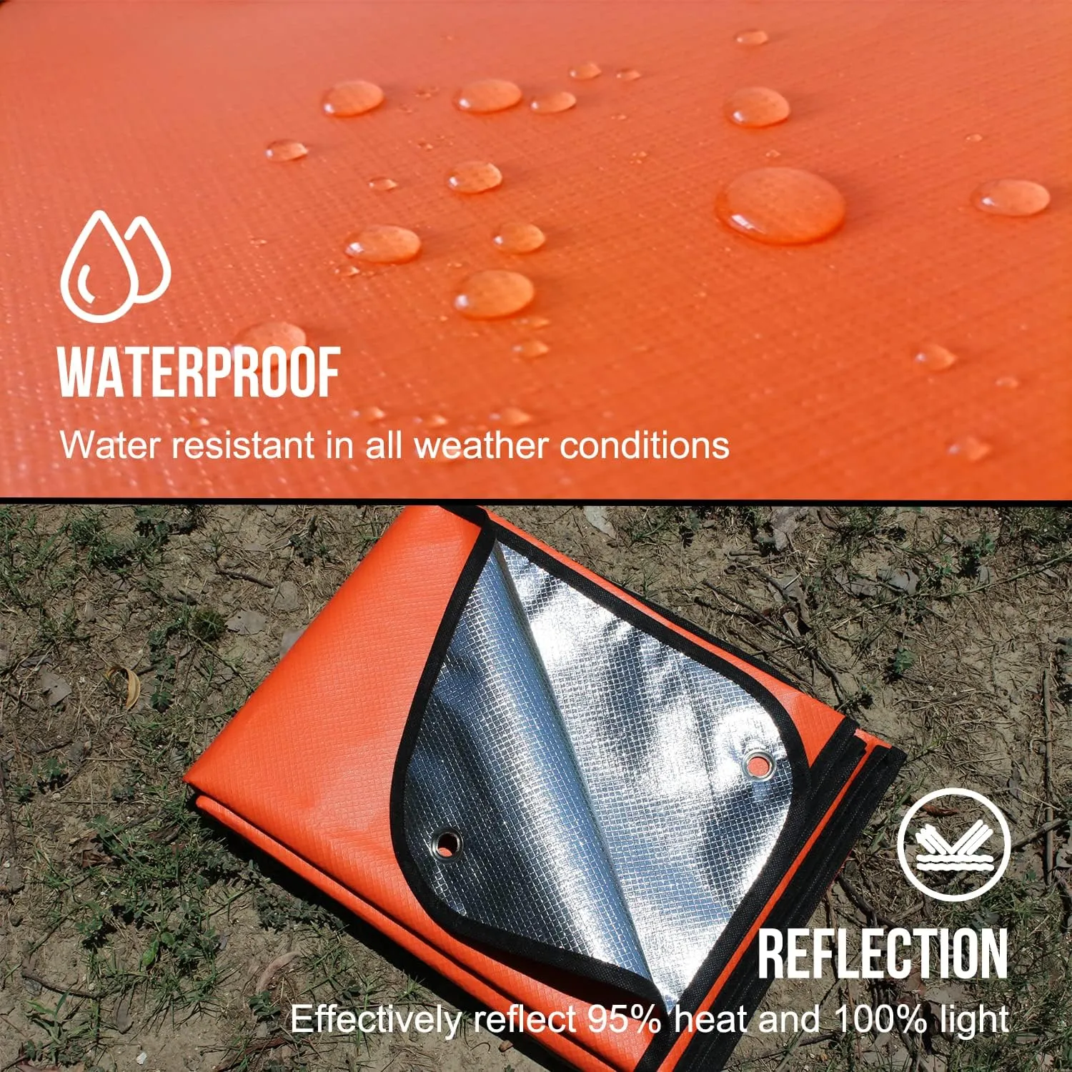 LYN Heavy Duty Emergency Blanket Survival Gear Waterproof Insulated Blanket Emergency Tarp for Camping, Hiking, Bushcraft
