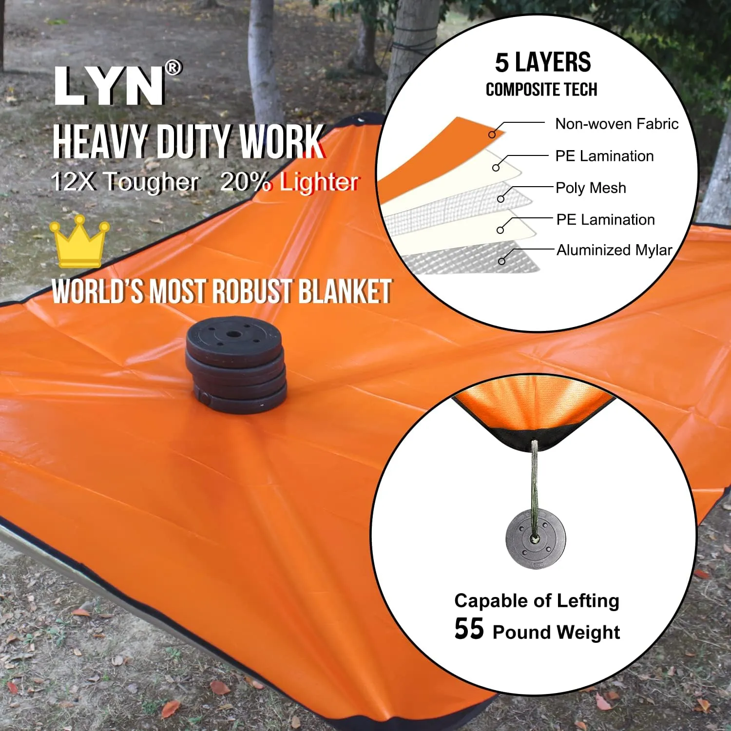 LYN Heavy Duty Emergency Blanket Survival Gear Waterproof Insulated Blanket Emergency Tarp for Camping, Hiking, Bushcraft