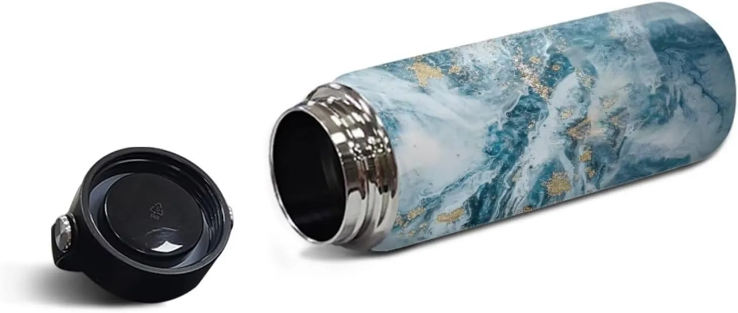Marble Print Insulated Water Bottle 20 Oz, Vacuum Stainless Steel Sports Water Jug Flask with Handle, Leak Proof Wide Mouth Reusable Mug for Daily Use