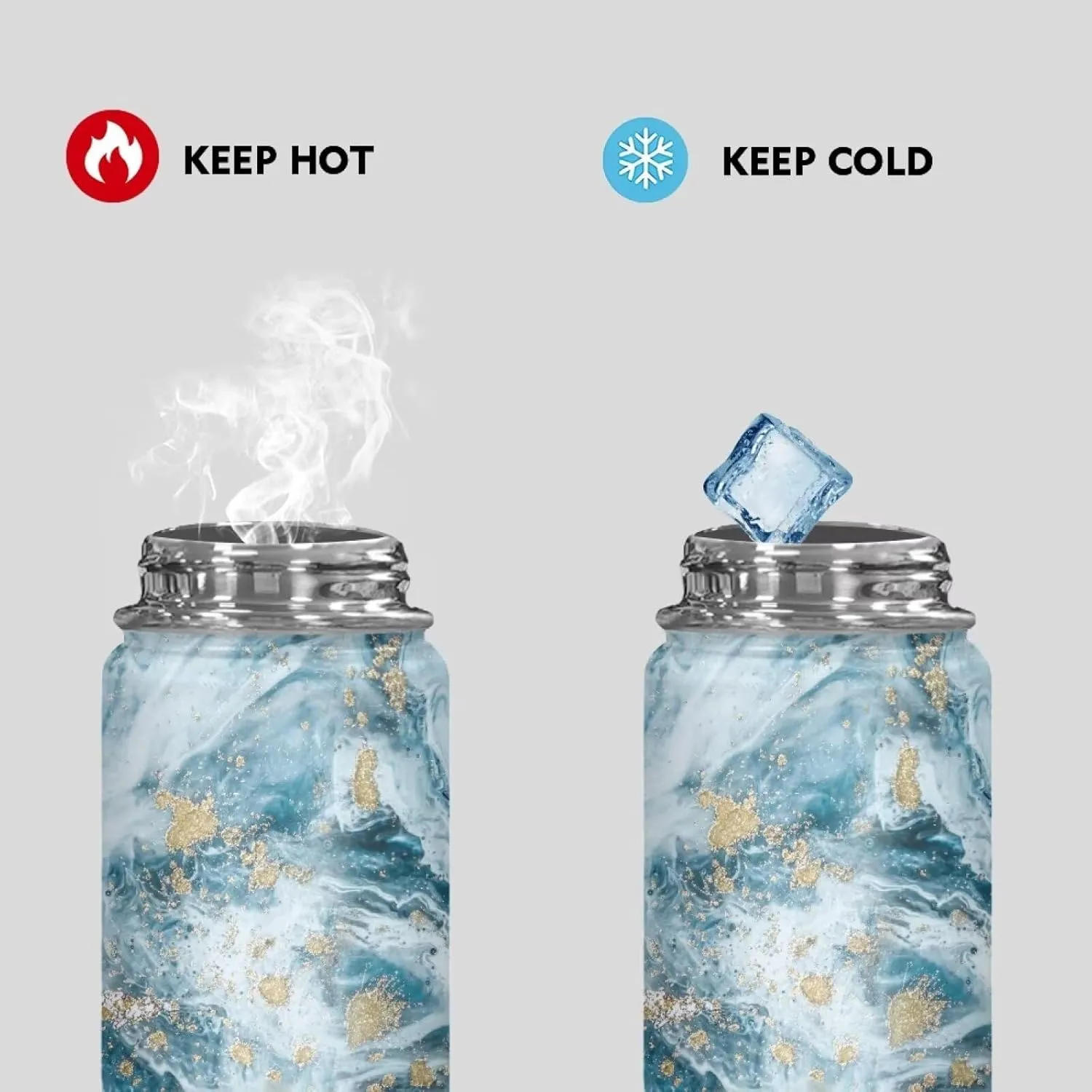 Marble Print Insulated Water Bottle 20 Oz, Vacuum Stainless Steel Sports Water Jug Flask with Handle, Leak Proof Wide Mouth Reusable Mug for Daily Use