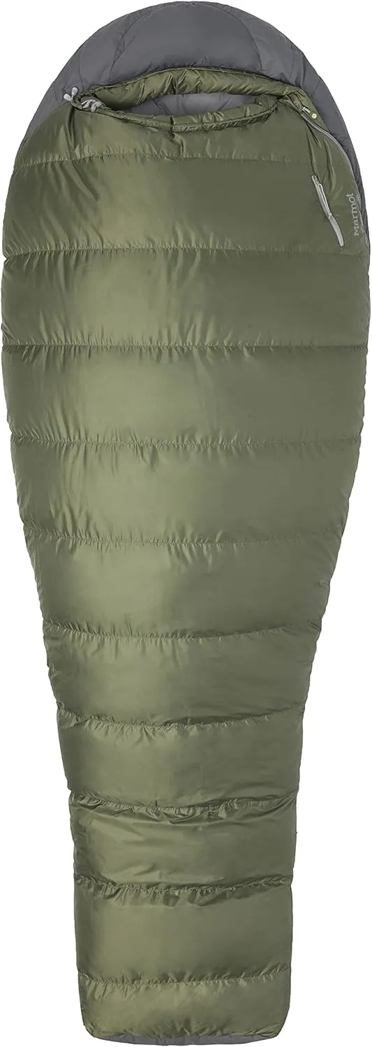 MARMOT Ironwood Mummy Sleeping Bag - 650 Fill Down, Lightweight, 30-Degree Rating, Bomber Green/Steel Onyx, Regular