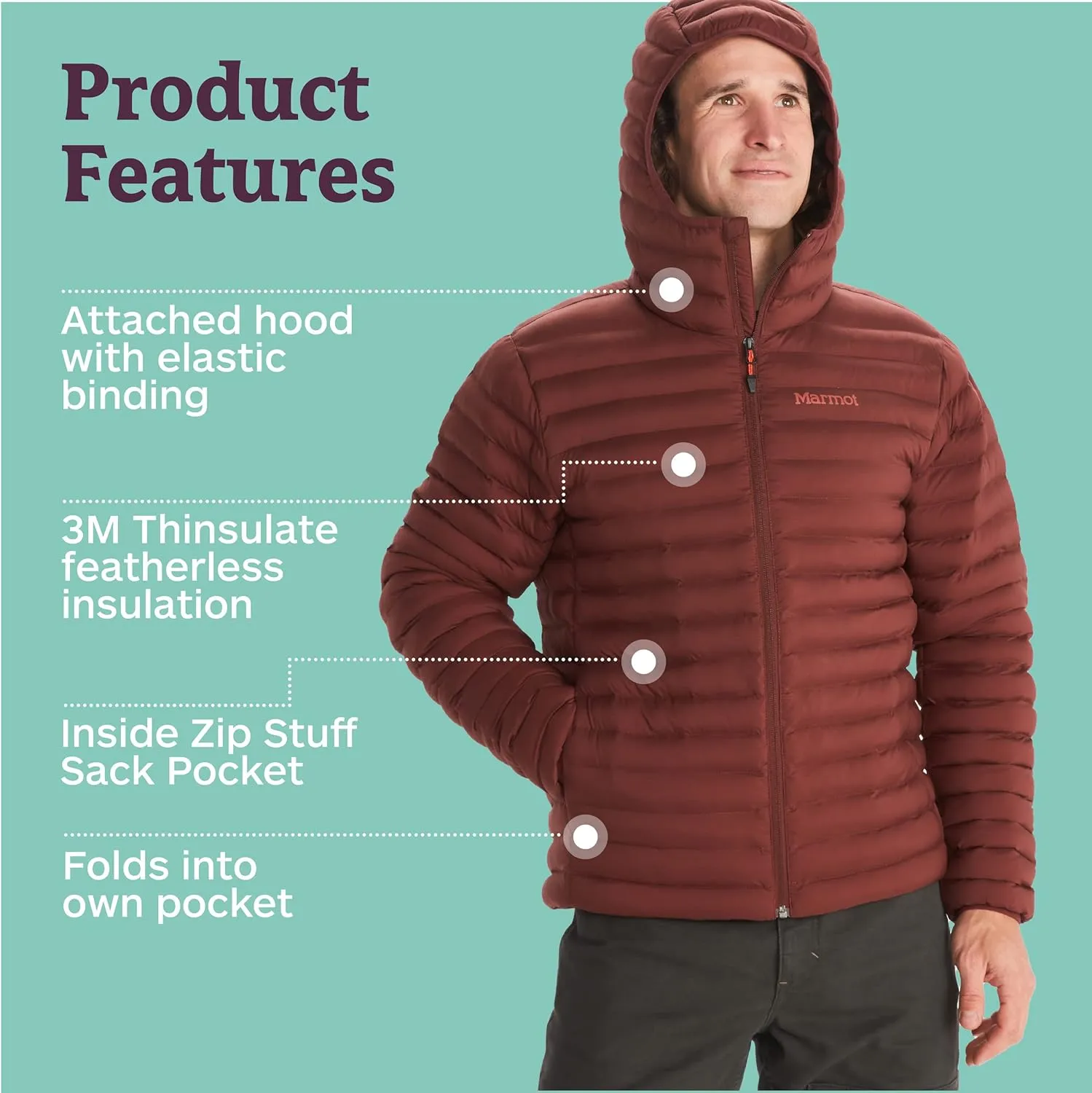 MARMOT Men's Echo Featherless Hoody - Lightweight Down-Alternative Puffer Jacket with Hood