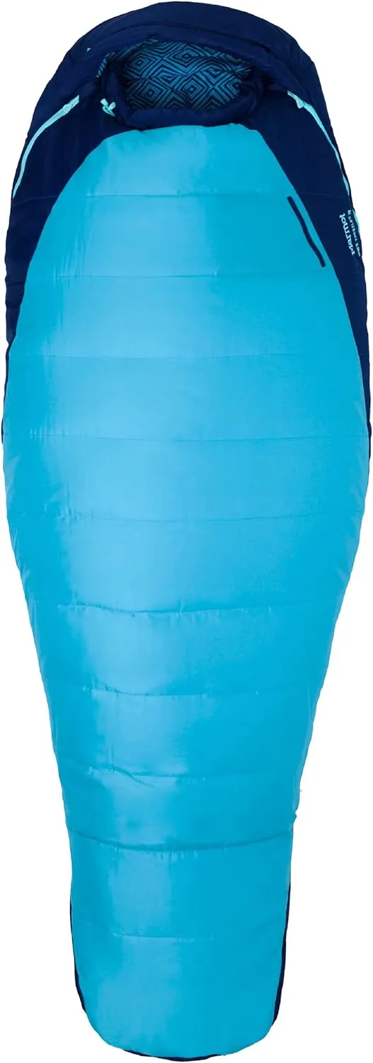 Marmot Women’s Trestles 15° Sleeping Bag | Insulated, Water-Resistant, Left-Zip, French Blue/Harbor Blue