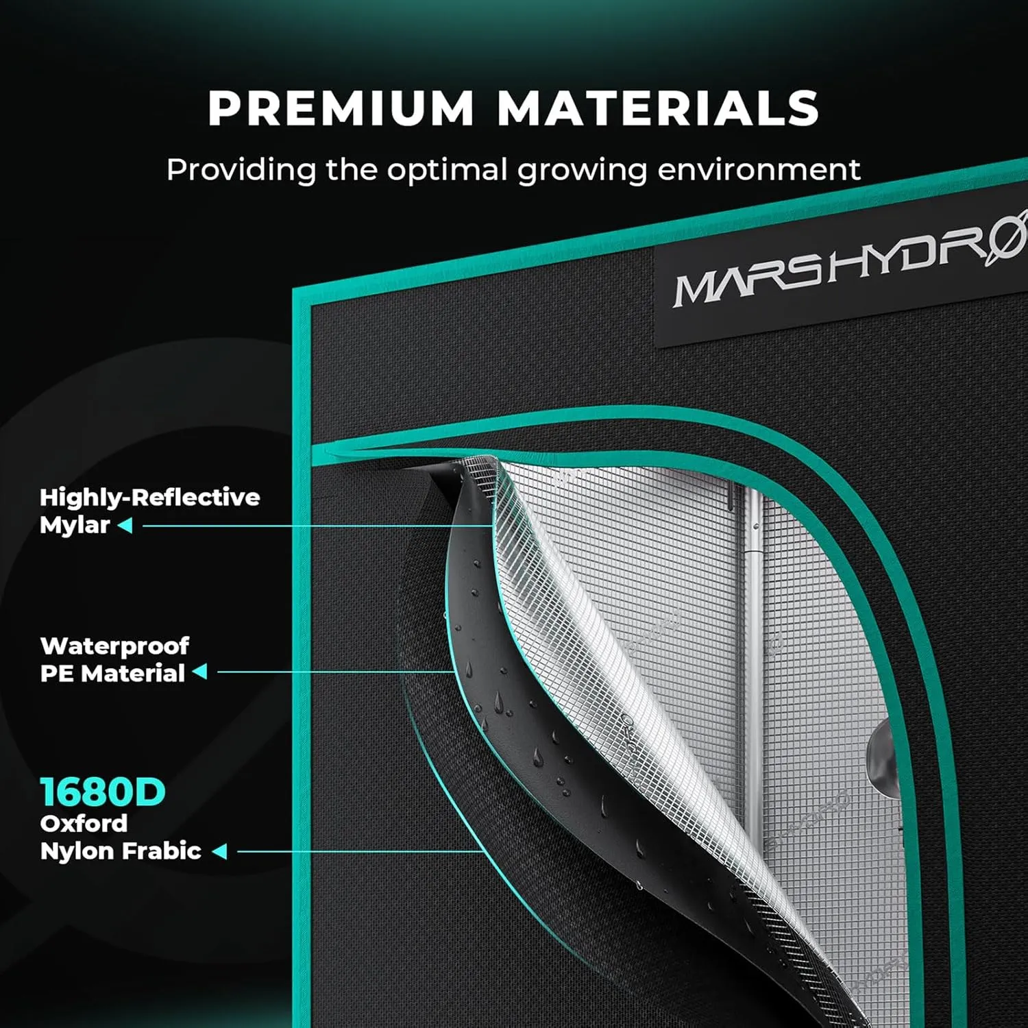 MARS HYDRO 4x2x6 Advanced Grow Tent, 48"x24"x71" High Reflective Mylar 1680D for Hydroponics Indoor Plant Growing, with Observation Window,Floor Tray and Smooth Zipper for TSL2000/SP3000